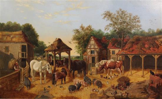 After Benjamin Herring (1806-1830) Farmyard scene 30 x 50in.